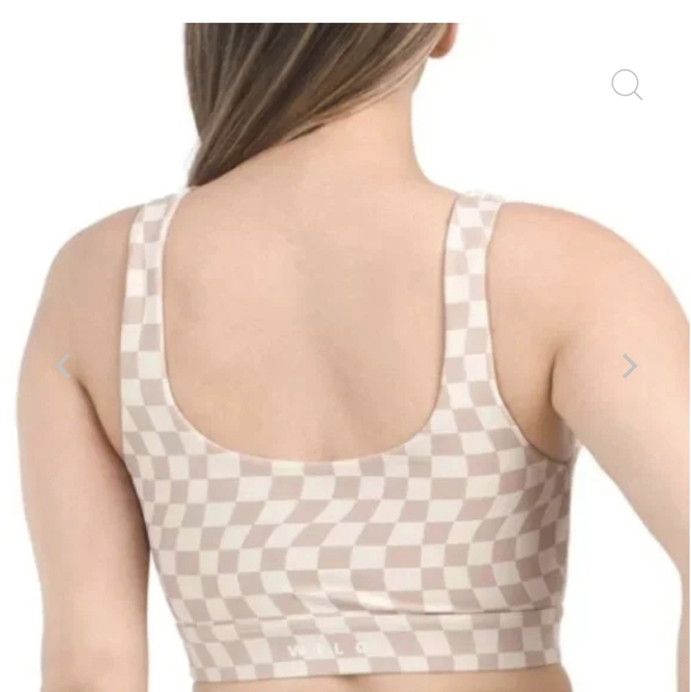 Wilo The Label Sports Bra Wave Check Print Beige Tan Size Small - Picture 5 of 17